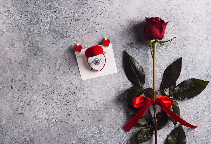 Coffret cadeau pour Elle : Bague et rose magnifique